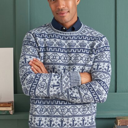 Garrick Sweater in Rowan Denim Revive - ZB296-00008 Garrick Sweater UK - Downloadable PDF