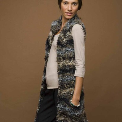 Knit Long Fuzzy Vest in Lion Brand Wool-Ease - 50827AD