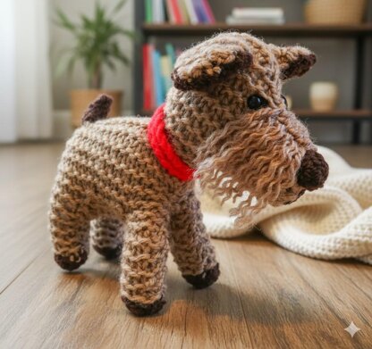 Airedale Terrier sweater, hotwater bottle cover, hat, dog toys