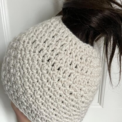 Messy Bun Seed Stitch Beanie