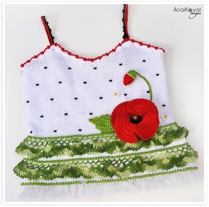 Poppy Tank Top Hand Knitted with crochet details