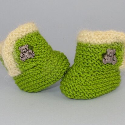 Baby Fur Trim Teddy Button Booties (Bootees)