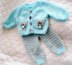 Baby Doll Knitting pattern, Mouse motif, Cardigan, Leggings, Hat & Boots, 0-3 Month Baby, 17-22 inch Doll