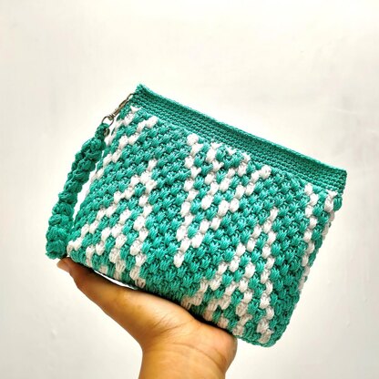 Geometric Pouch with Wristlet