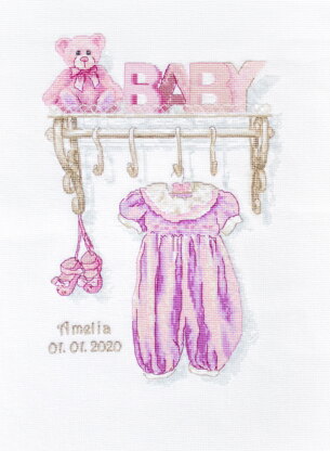 Luca-S Baby Girl Birth Cross Stitch Kit - 17cm x 25cm