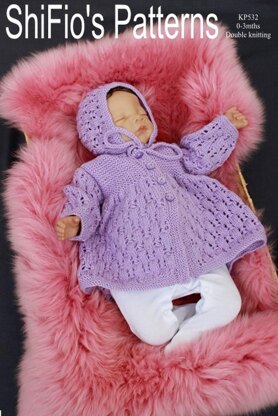 Knitting pattern baby jacket & hat 0-3mths #532