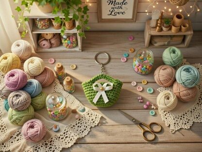 Crochet Bag Keychain Pattern – Mini Purse Charm PDF + Video Tutorial