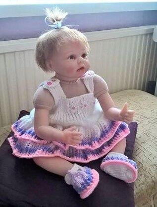 'Lucy' Dress with attached Nappy cover and Matching Shoes