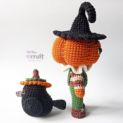 Igor Pumpkin Head and Crow Amigurumi