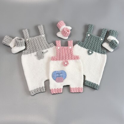 Jay Baby Dungarees knitting pattern 0-9mths