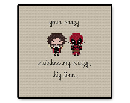 Deadpool and Vanessa In Love Bite Size - PDF Cross Stitch Pattern