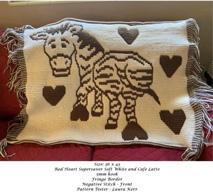 LovePrints Zebra Throw Lapghan - Overlay Mosaic Crochet Pattern