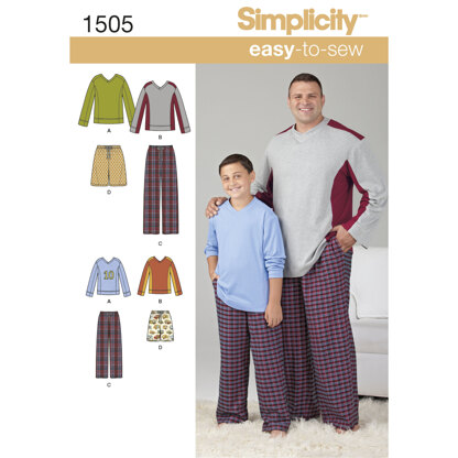 Simplicity Husky Boys' & Big & Tall Men's Tops and Trousers 1505 - Sewing Pattern