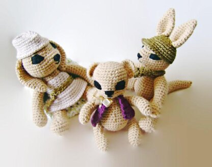 Rabbit, Teddy Bear & Kangaroo