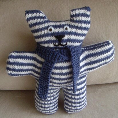 Teagan - Easy striped teddy bear - knitting pattern