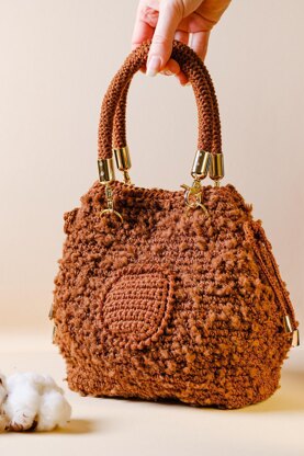 Fluffy crochet drawstring handbag "Velvet touch"