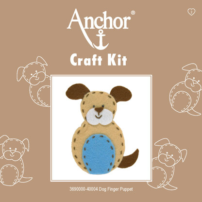 Anchor Dog Finger Puppet Embroidery Kit - 9cm