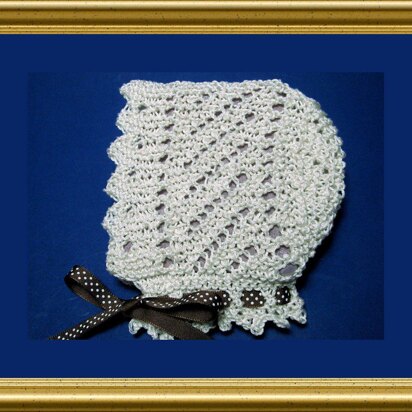 Vintage Diagonal Lace Baby Bonnet