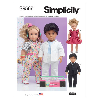 Simplicity 18 Doll Clothes S9567 Paper Pattern Size OS One Size Only