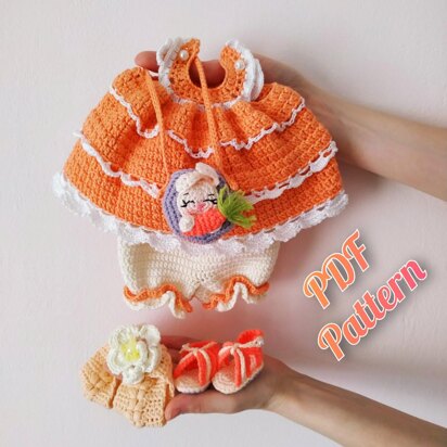 Doll dress crochet pattern for Lulu, Amigurumi crochet doll clothes pattern, Crochet doll outfit pattern 12,6 inch (32 cm) (ENGLISCH)