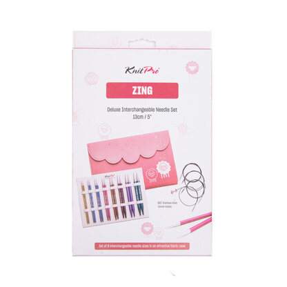 KnitPro Zing Interchangeable Needle Tips Deluxe Set (8 Pairs)