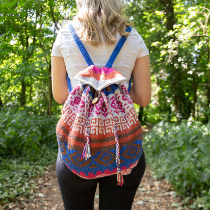 Aztec Backpack in Deramores Studio Aran Acrylic - Downloadable PDF - knitting pattern