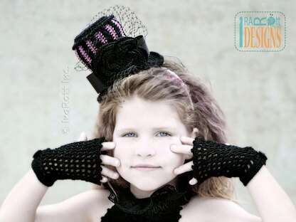 Victorian Goth Steampunk Mini Top Hat and Mittens