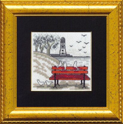 Permin Red Bench Cross Stitch Kit - 7cm x 7cm