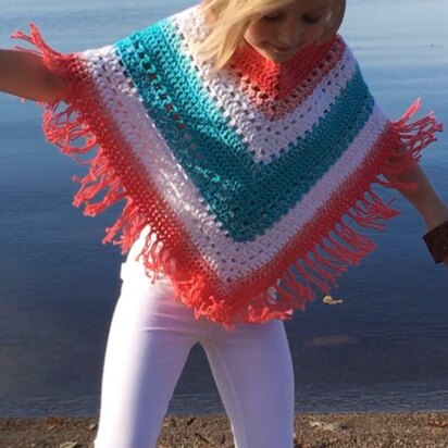 Colorful Boho Poncho for Kids Crochet Pattern