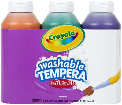 Crayola Artista II Washable Tempera Paint 8oz 3/Pkg - Secondary