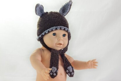 Easy Bunny Knit Hat with Paw Ties