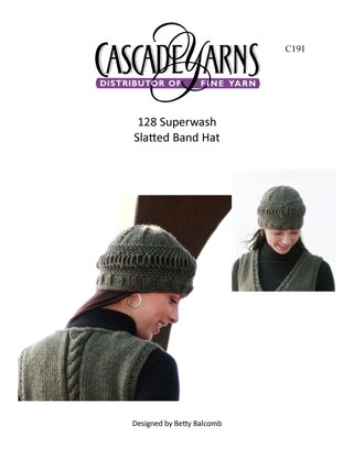 Slatted Band Hat in Cascade Yarns 128 Superwash - C191 - Downloadable PDF