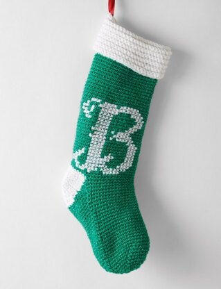 Monogram Stocking in Bernat Happy Holidays - Downloadable PDF