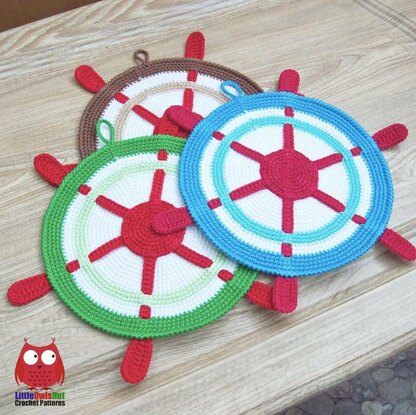 212 Ship wheel decor or Potholder