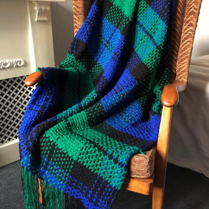 Crochet & Weave Black Watch Tartan Throw