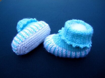 Purple Striped Baby Booties