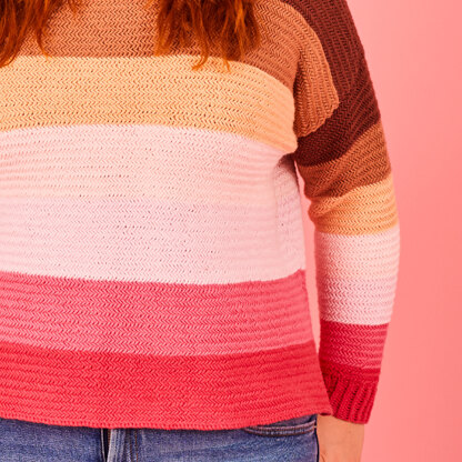 Ombre Herringbone Jumper - Free Jumper Knitting Pattern For Women in Paintbox Yarns Cotton Aran by Paintbox Yarns