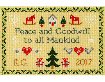 Bothy Threads Peace and Goodwill Cross Stitch Kit (16 ct)