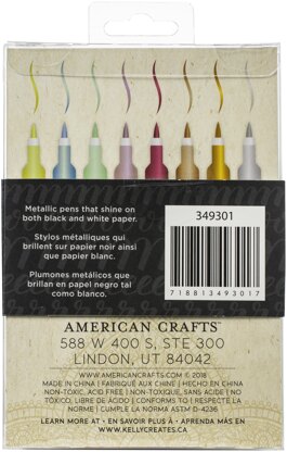 American Crafts Kelly Creates Small Brush Pens 8/Pkg - Metallic Jewel