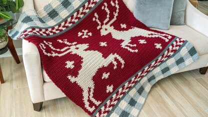 Prancing Deer Crochet Blanket