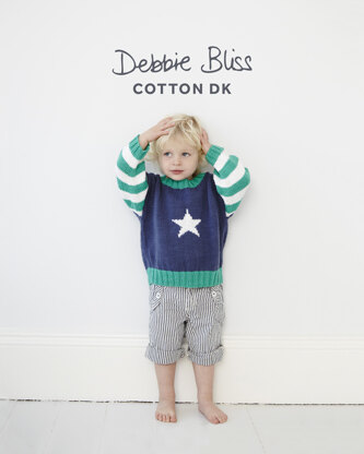 "Star Jumper" - Jumper Knitting Pattern in Debbie Bliss Cotton DK