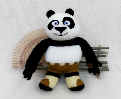 Toy  knitting paterns -Knitted Panda  kung fu