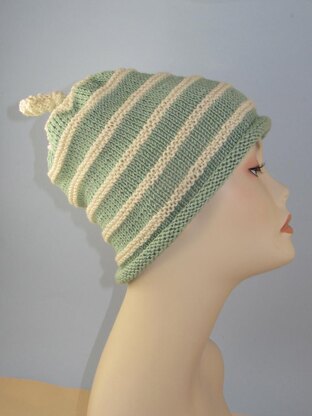 Stripey Roll Brim Topknot Slouch Hat