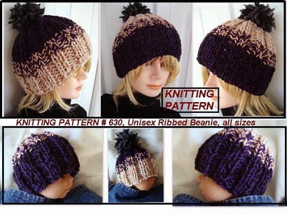 630 UNISEX RIBBED KNIT BEANIE, BABY TO ADULT
