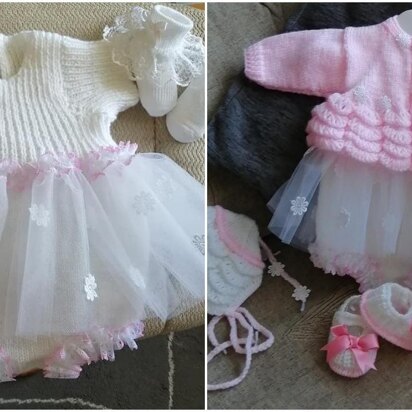 Baby Knitting Pattern 'Orla' Ballet Dress, Cardi and Shoes