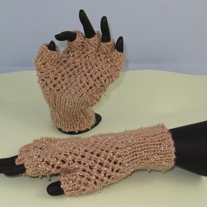 Beaded Easy Lace Short Finger Gloves