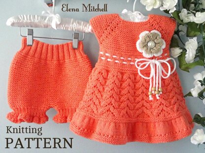 Knitting Christening Baby Dress Baby Bloomers PATTERN