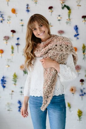 The Amulet Shawl in Knit Collage Spun Cloud and Cast Away - Downloadable PDF