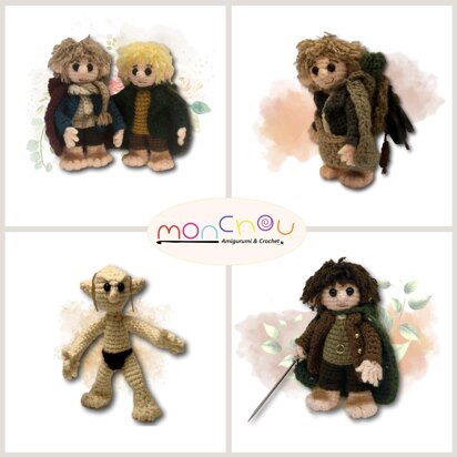 Halfling Amigurumi Bundle - Frodo, Sam, Merry, Pippin, Gollum