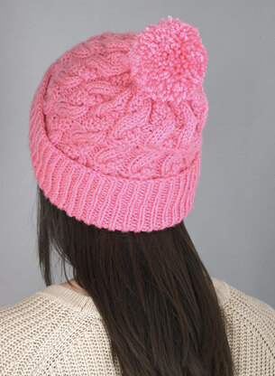 Modern Cable Hat Free Knitting Pattern for Women in Paintbox